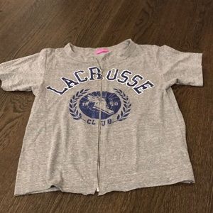 Zip front heather grey tee